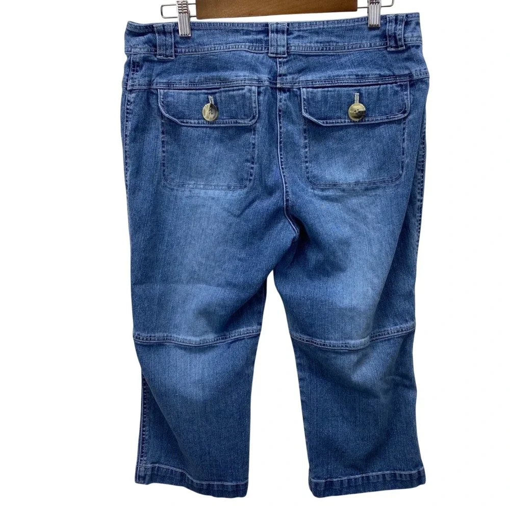 Carolina‎ Blues Cropped Denim Jeans Womens 12 Blue Stretch Capri Button Pockets
